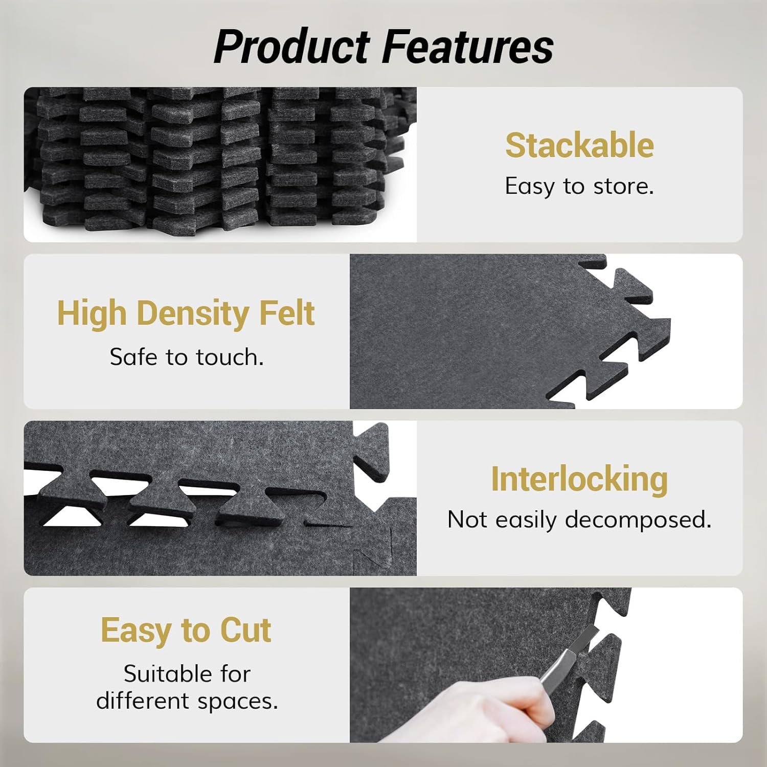 Tonor Drum Mat Set, 18Pcs, Each 15.8 X 11.8 X 0.35, Soundproof Carpet With Non-Slip Bottom, Thick Sound Absorbing Panel Fo