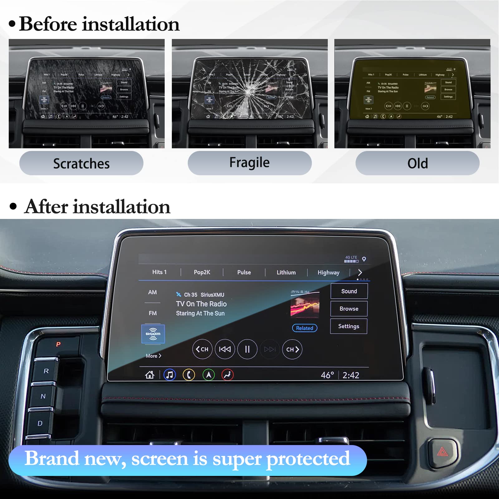 Sktu 2023 2024 Chevy Tahoe Accessories Screen Protector For 2021 2024 Chevy Tahoe/Chevy Suburban/Gmc Yukon 10.2In Navigation Tempered Glass Hd Clear