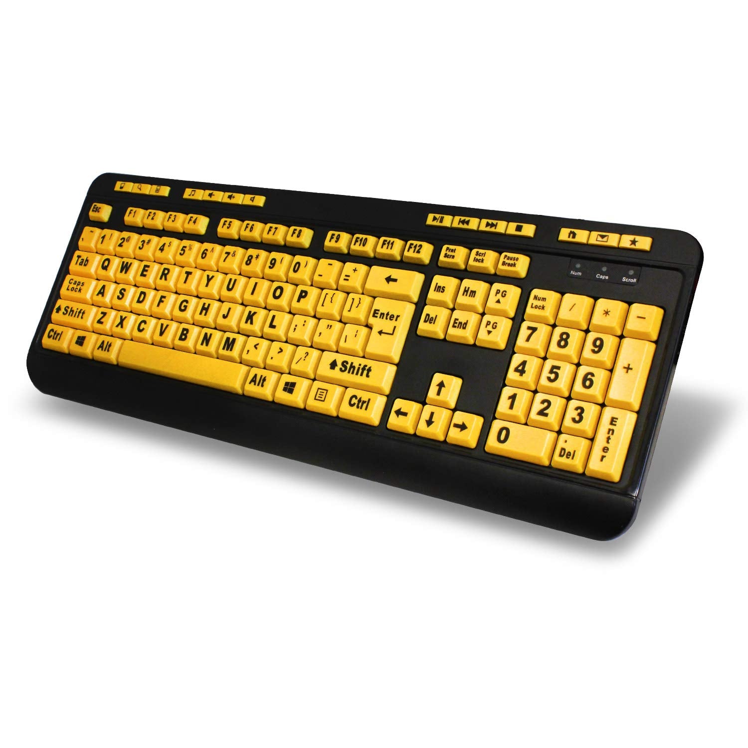 Adesso Akb 132Uy   Easytouch 132 Florescent Yellow Multimedia Desktop Keyboard,Black