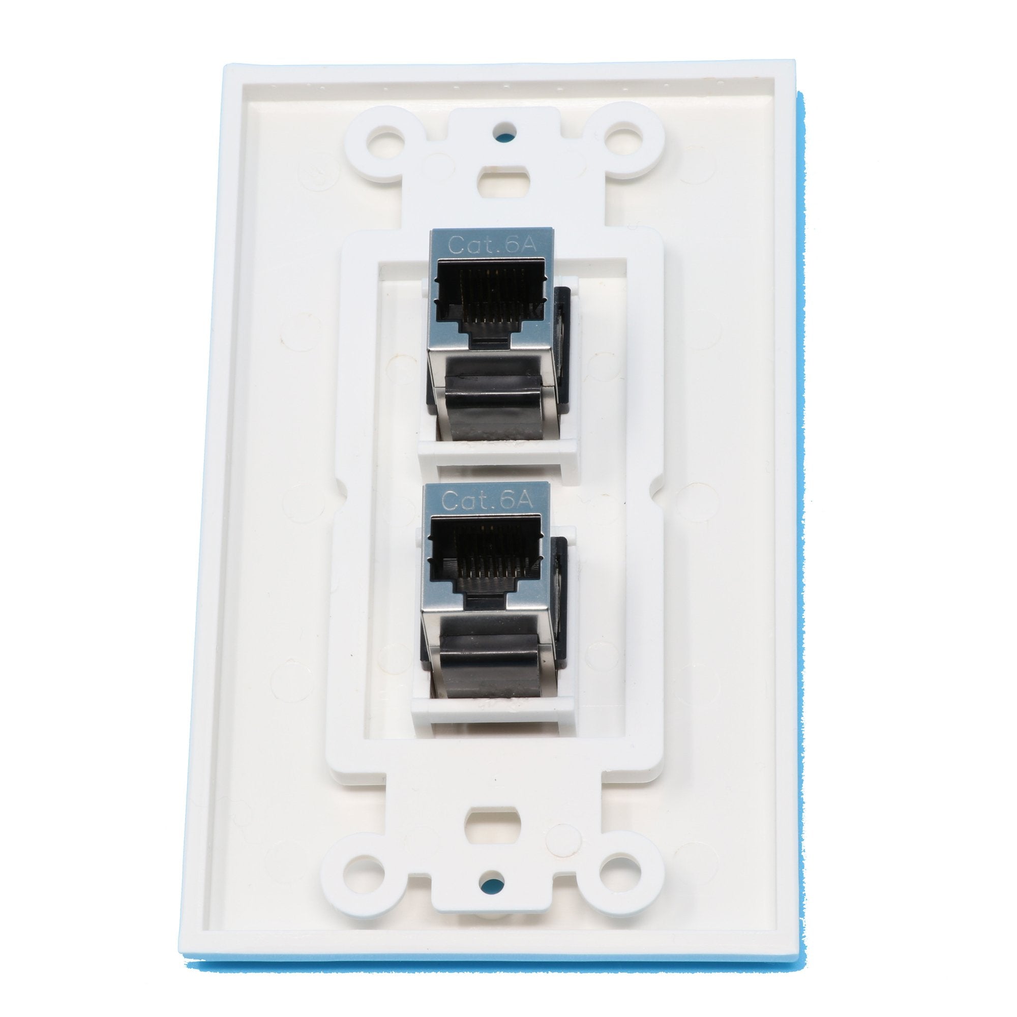 Riteav Cat 6A 2 Port Shielded Cat6A Wall Plate 1 Gang Decorative White
