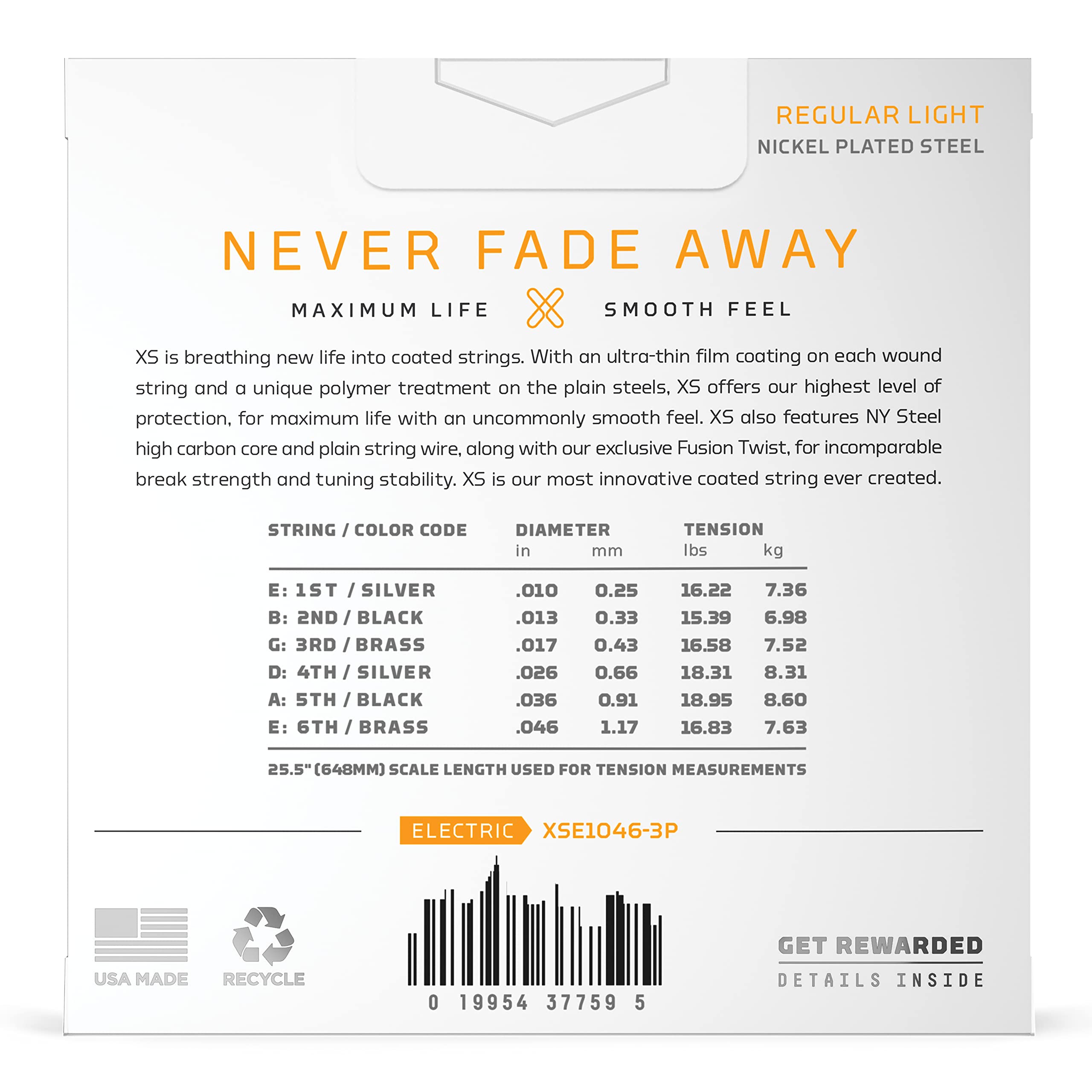 D'Addario Guitar Strings   Xs Nickel Coated Electric Guitar Strings   Xse1046 3P   Maximum Life With Smooth Feel & Exceptional T