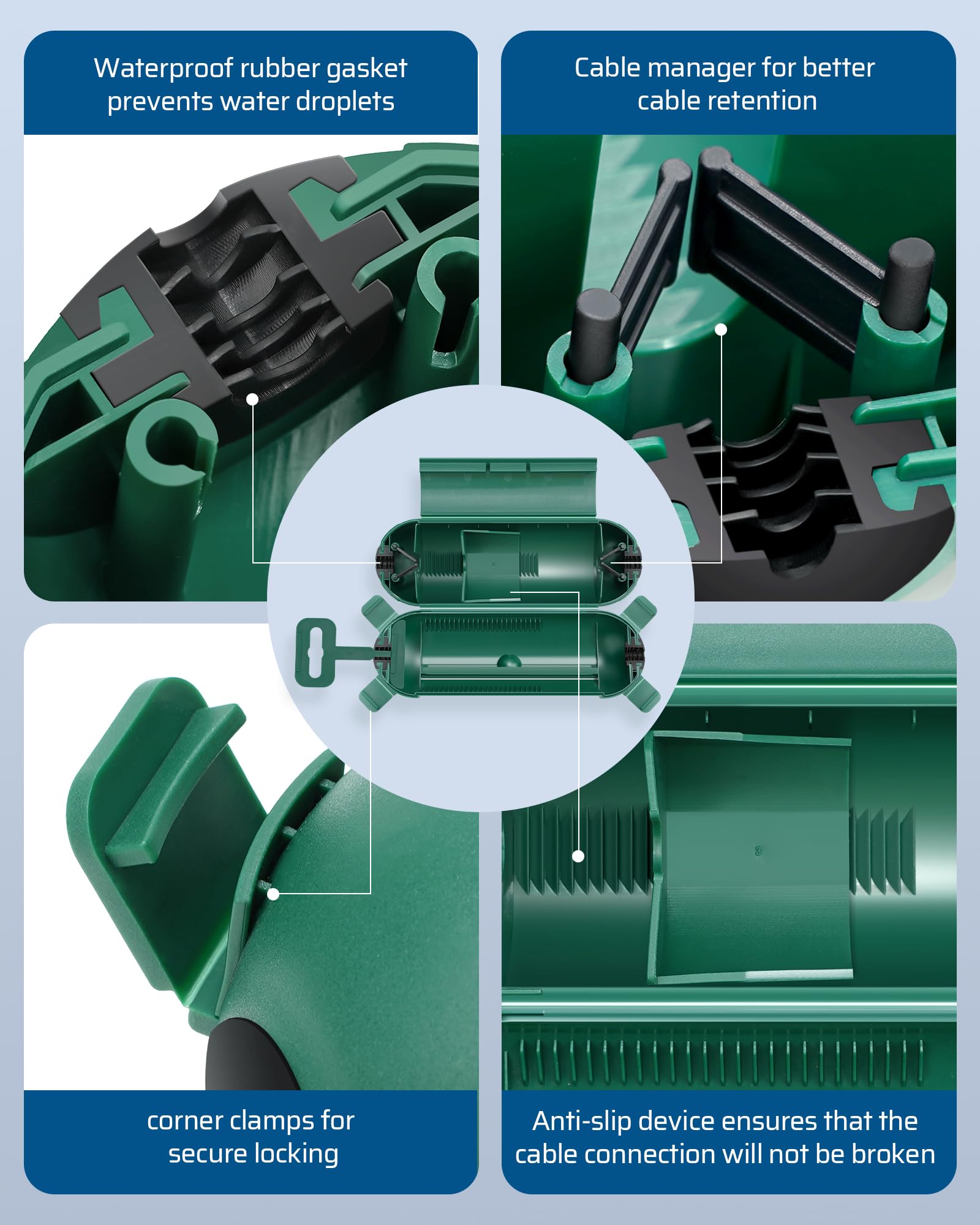 Dewenwils 6 Pack Outdoor Extension Cord Cover, Waterproof Plug Cover With 4 Seal Latches, Adjustable Compartment For 12/14/16Gau