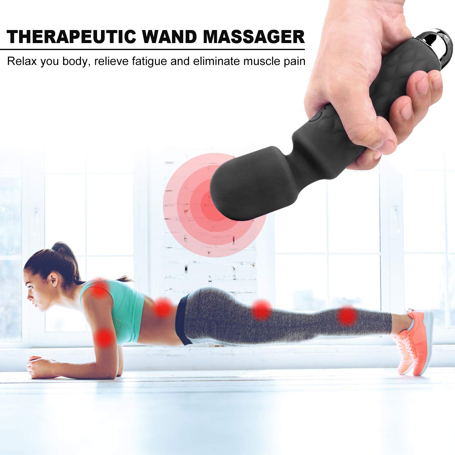 Cordless Wand Massger, Bolly Powerful Personal Massagers For Women With Multi Speeds For Therapeutic Muscle Aches And Sports Rec