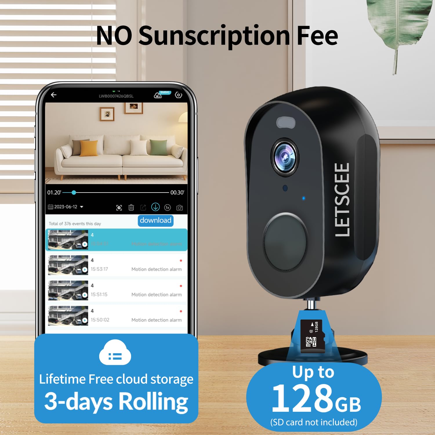 Letscee Security Cameras Wireless Outdoor Or Indoor,Alexa Cameras For Home Security Outside With Night Vision,2 Way Audio,Motion