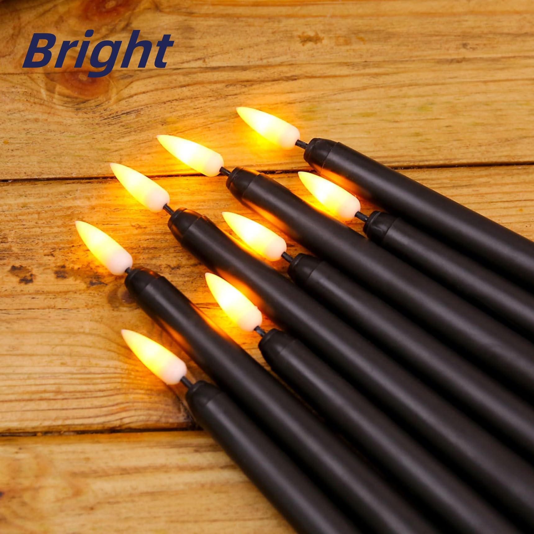 Ni Jasw Black Flameless Taper Candles With Remote, Flickering Battery Operated Halloween Led Candlesticks Set Of 6