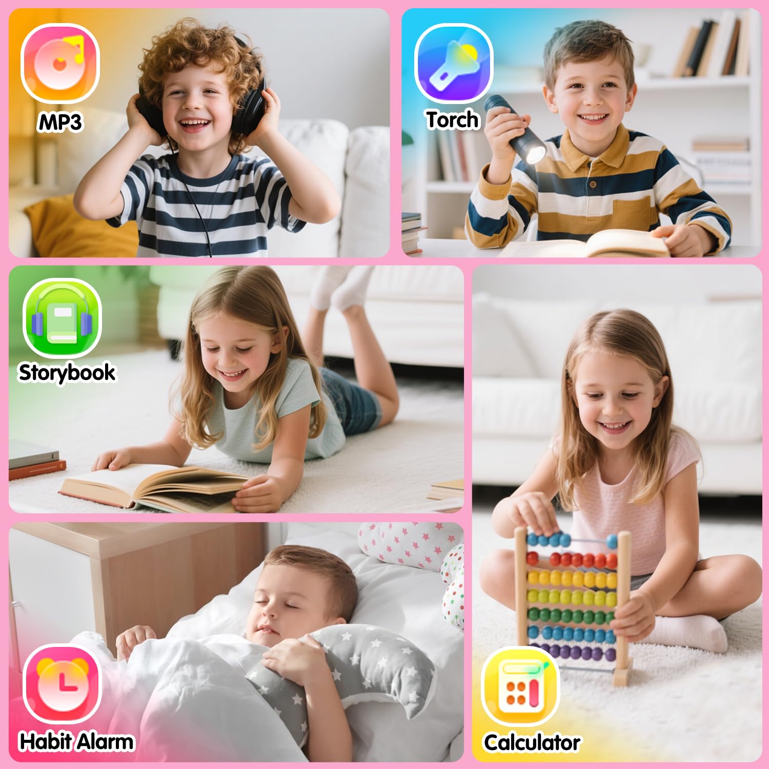 Sedzofan Smart Watch For Kids, Gift For Girls Age 6-12, 24 Puzzle Games Hd Touchscreen Kids Watches With Mp3 Music Video Pedomet