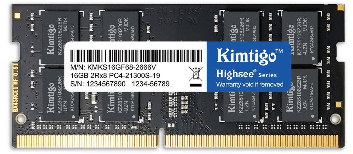 Kimtigo Ddr4 16Gb Laptop Dram 2666Mhz (Pc4-21300) Cl19 (Compatible With 2400Mhz Or 2133Mhz) 1.2V Notebook (Sodimm) Ram Non-Ecc U