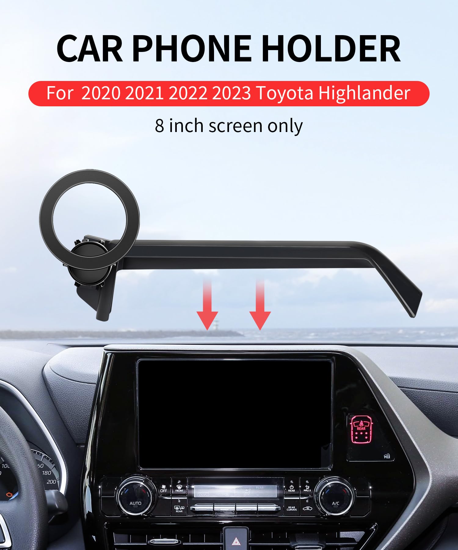 Maserweller Car Phone Holder For Toyota Highlander 2020-2023 Accessories 8-Inch Screen Fixed Clip, 360 Rotation Phone Mount Comp