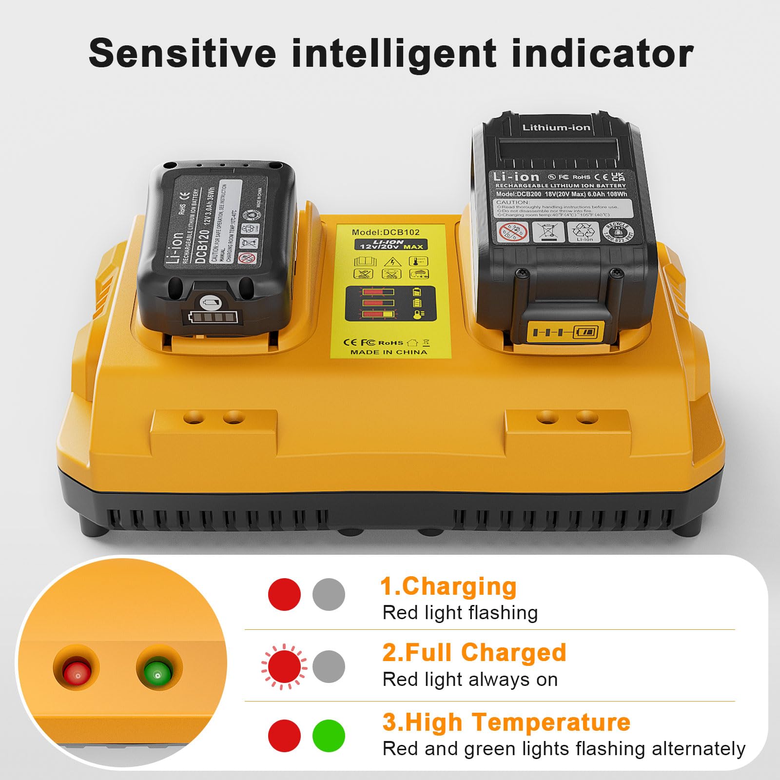 Teenpower 12/20V Max Battery Charger Replacement For Dewalt Dcb102 Compatible With 12V 20V Max Lithium Battery Dcb124 Dcb203 Dcb
