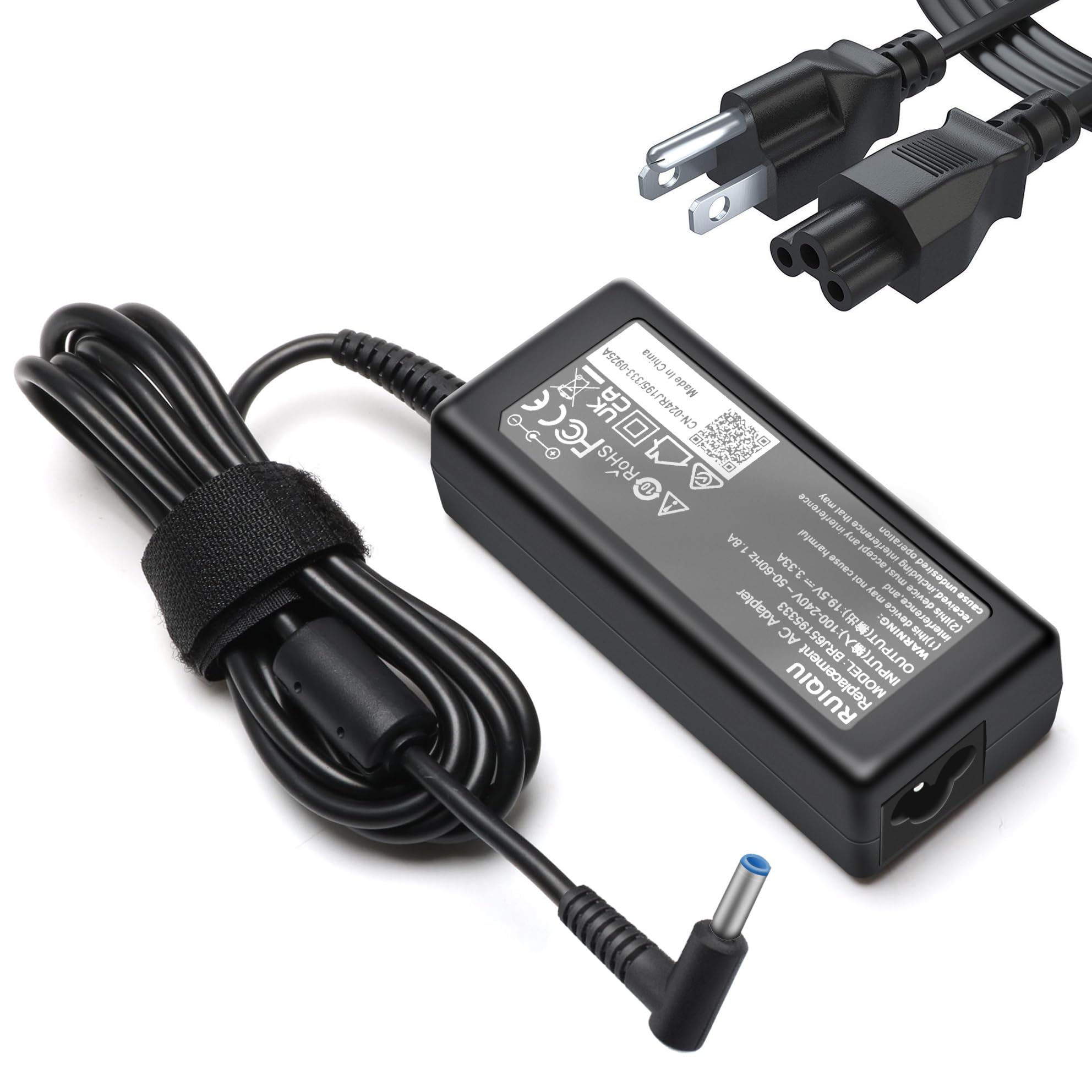 RUIQIU 65W AC Adapter Laptop Charger Compatible with HP Envy 13 15 17 15t 15m 17m X360 15-1039wm 15-1033wm 15-1010dx 15-w237cl 1