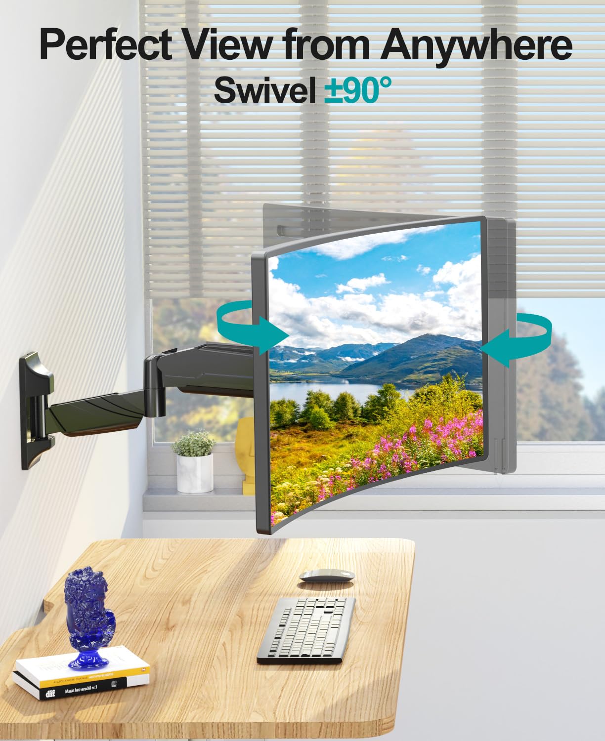 Mount Pro Monitor Wall Mount For Max 32 Inch Computer Screen, Premium Heavy Duty Single Monitor Arm, Full Motion Wall Monitor Mo
