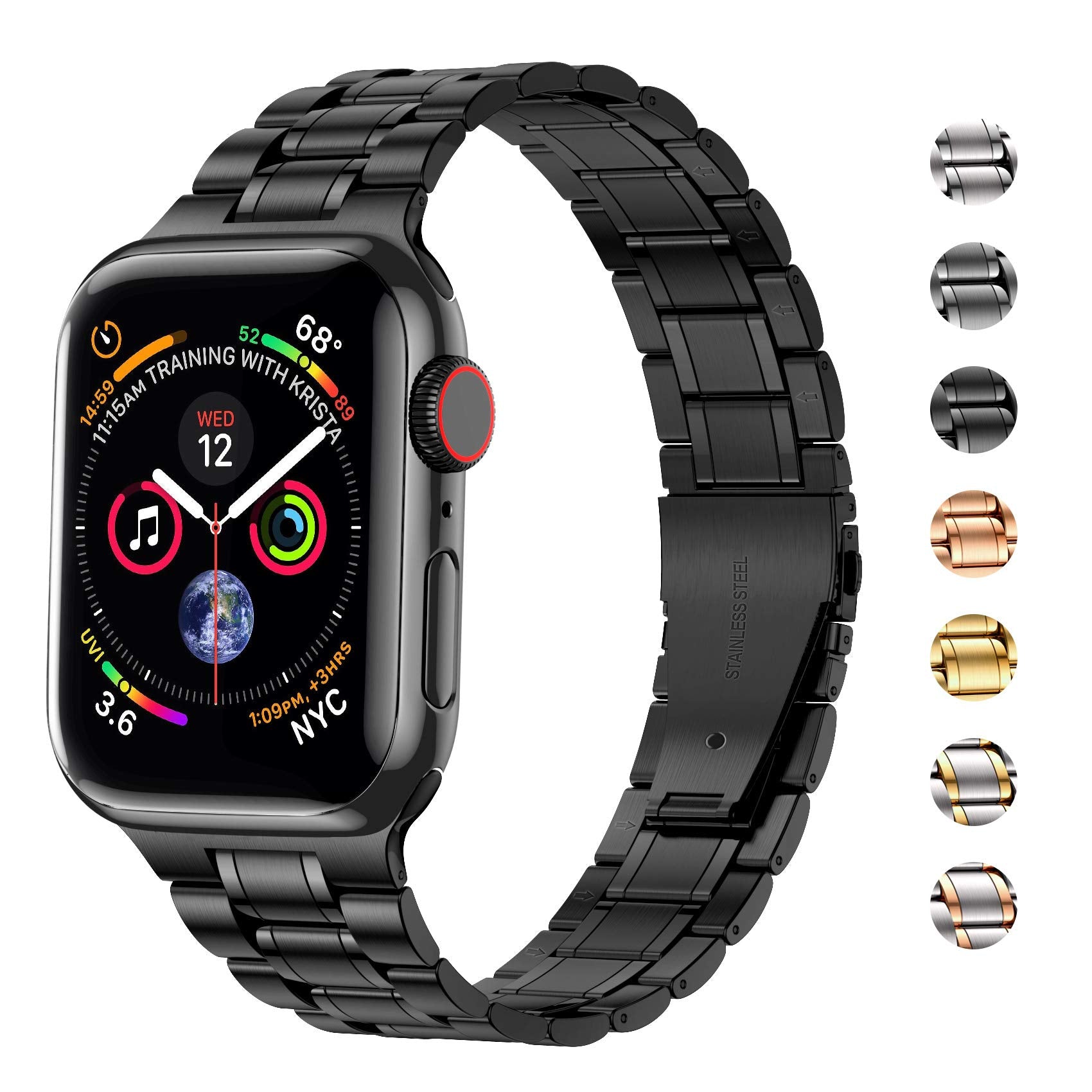 Miohhr Solid Stainless Steel Band Compatible With Apple Watch 38Mm 40Mm, Metal Strap With Soft Tpu Case For Iwatch Series 6 5 4