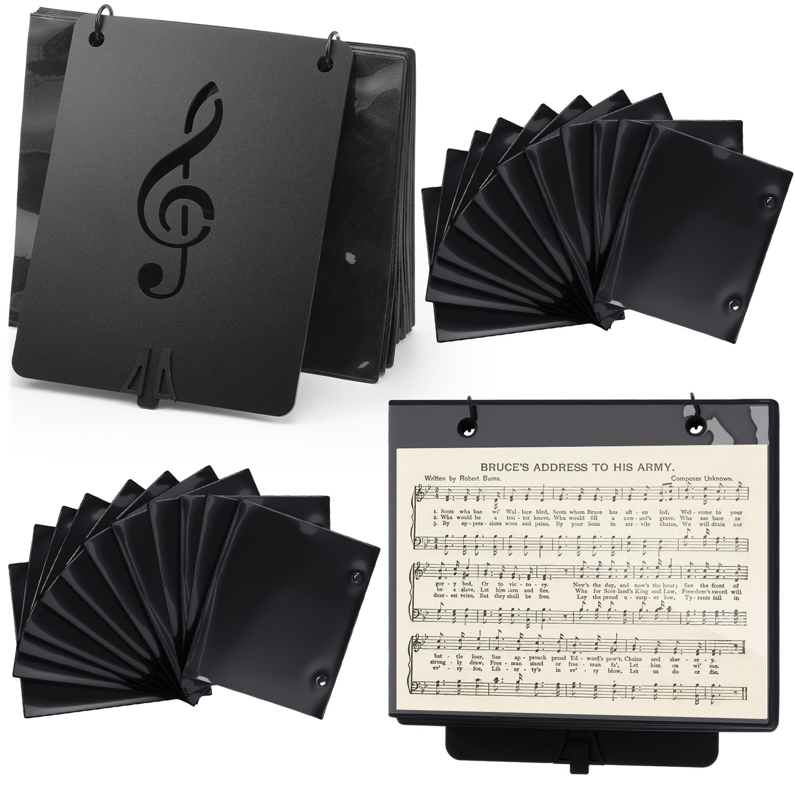 Feifeiya 2+20 Flip Folio Folder, Marching Band Music Flip Folder with 18 Windows Double Side 2 Holes Sheet Musical Page for Marc
