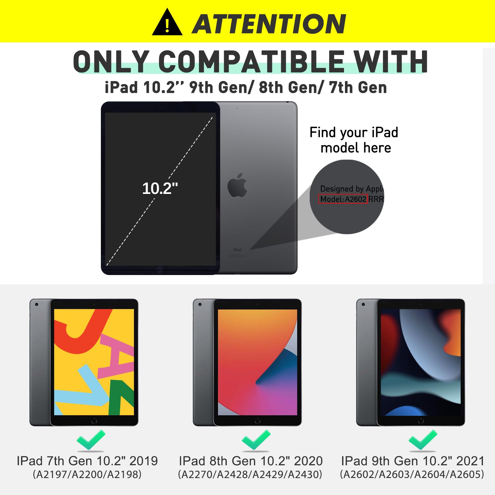 Azmyeuo Cover For Ipad 9Th/8Th/7Th Generation, Case For 10.2 Inch Ipad 9Th/8Th/7Th Generation 2021/2020/2019   Premium Folio Sta