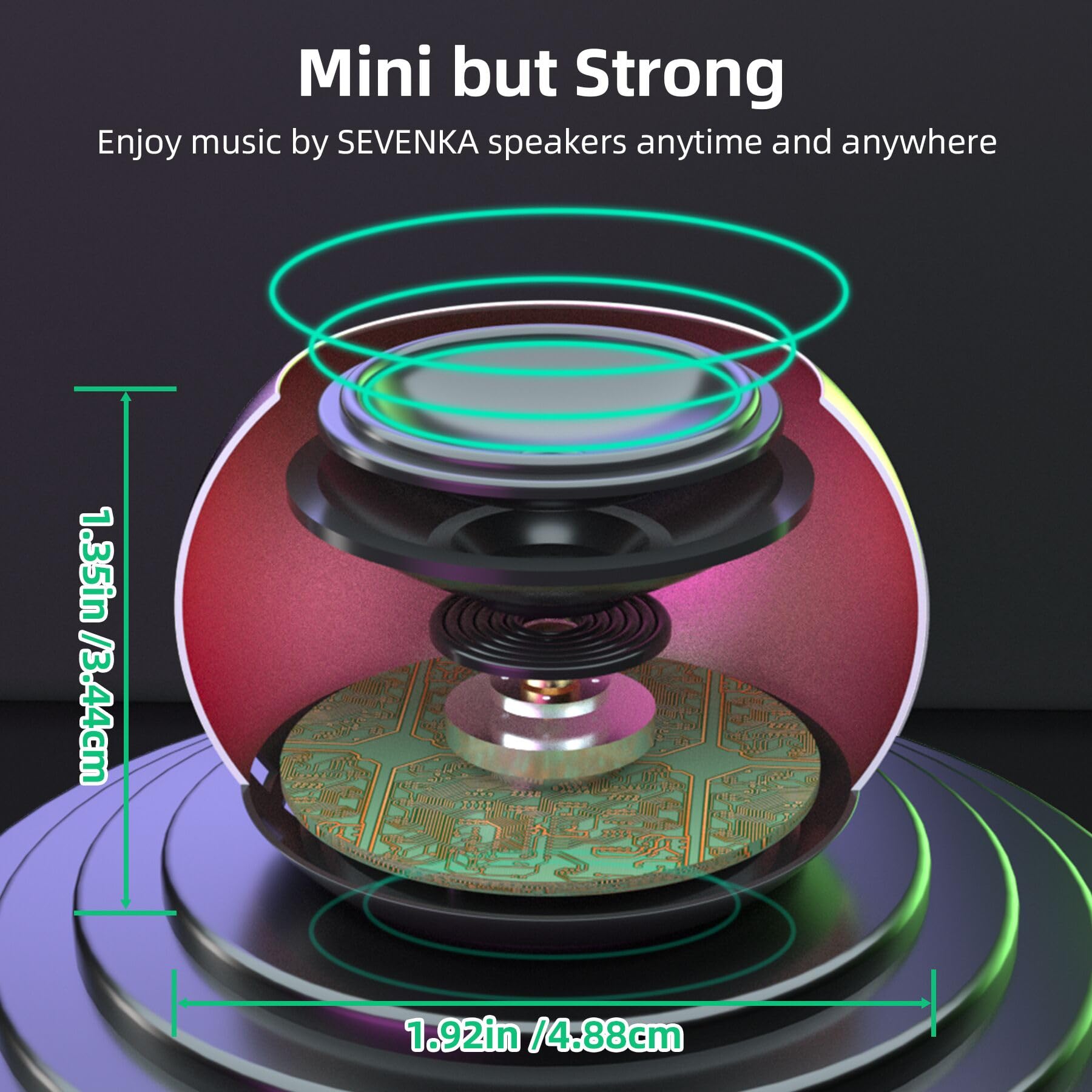 Sevenka 2 Mini Speakers Bluetooth, 3W Small Portable Wireless Speaker With Lanyard, Water Resistant, Wireless Stereo Pairing, Re