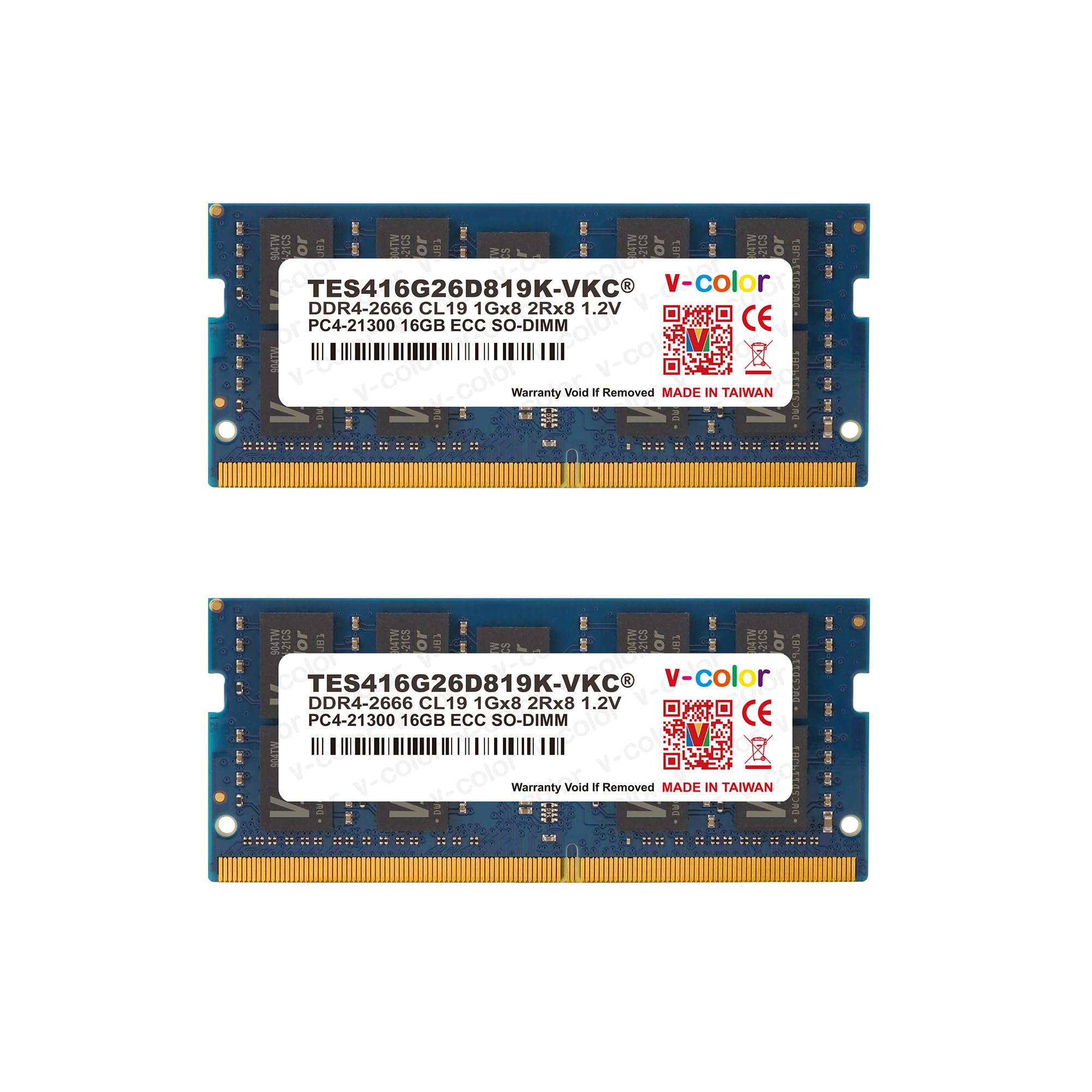 V Color 32Gb (2 X 16Gb) Ecc So Dimm Ddr4 2666Mhz (Pc4 21300) For Nas Micro Server/Workstation/Compatible With Synology 21 Series 2Rx8 Cl19 1.2V (Tes416G26D819K Vkc)