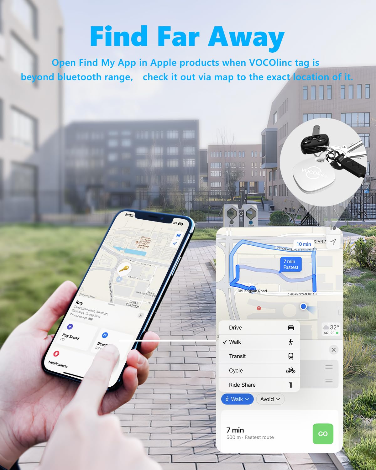 Vocolinc Wallet Tracker, Key Finder Locator With Sound Compatible With Find My (Ios Only), Bluetooth Tracker Tag For Wallet, Key