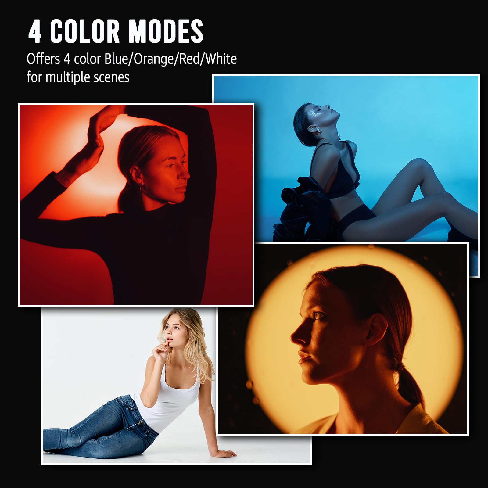 Niceveedi Handheld Photography Lighting With 4 Color Modes, Photography Flashlight With 6000Mah Rechargeable Battery&Diffusion,