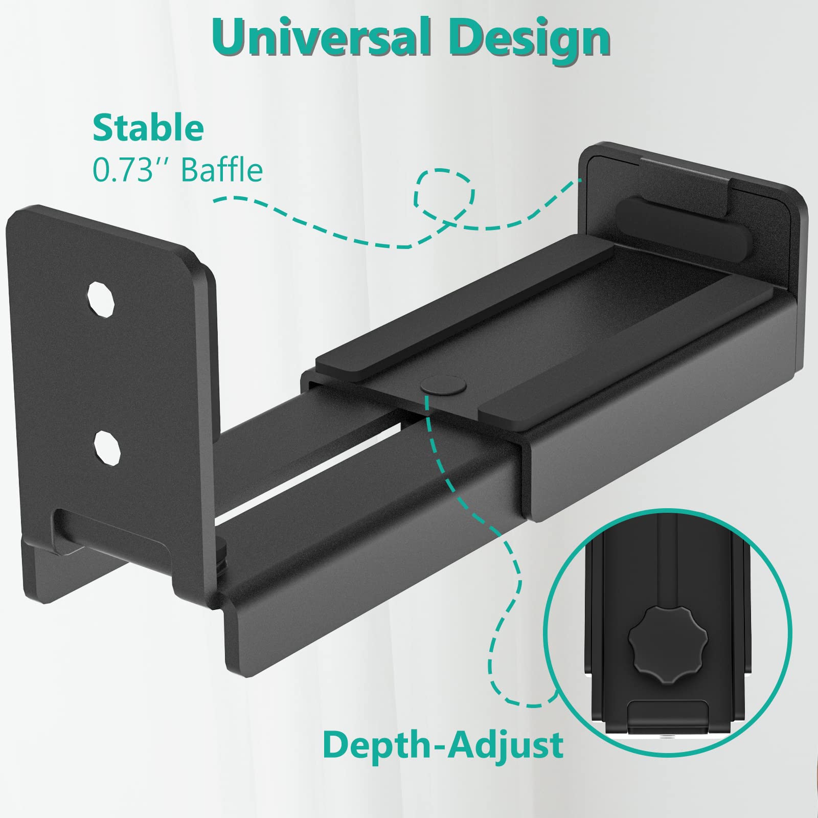 Wali Universal Soundbar Wall Mount, Center Channel Speaker Wall Mount Dual Bracket Hold Up To 33 Lbs, Arms Extend Adjustment Fro