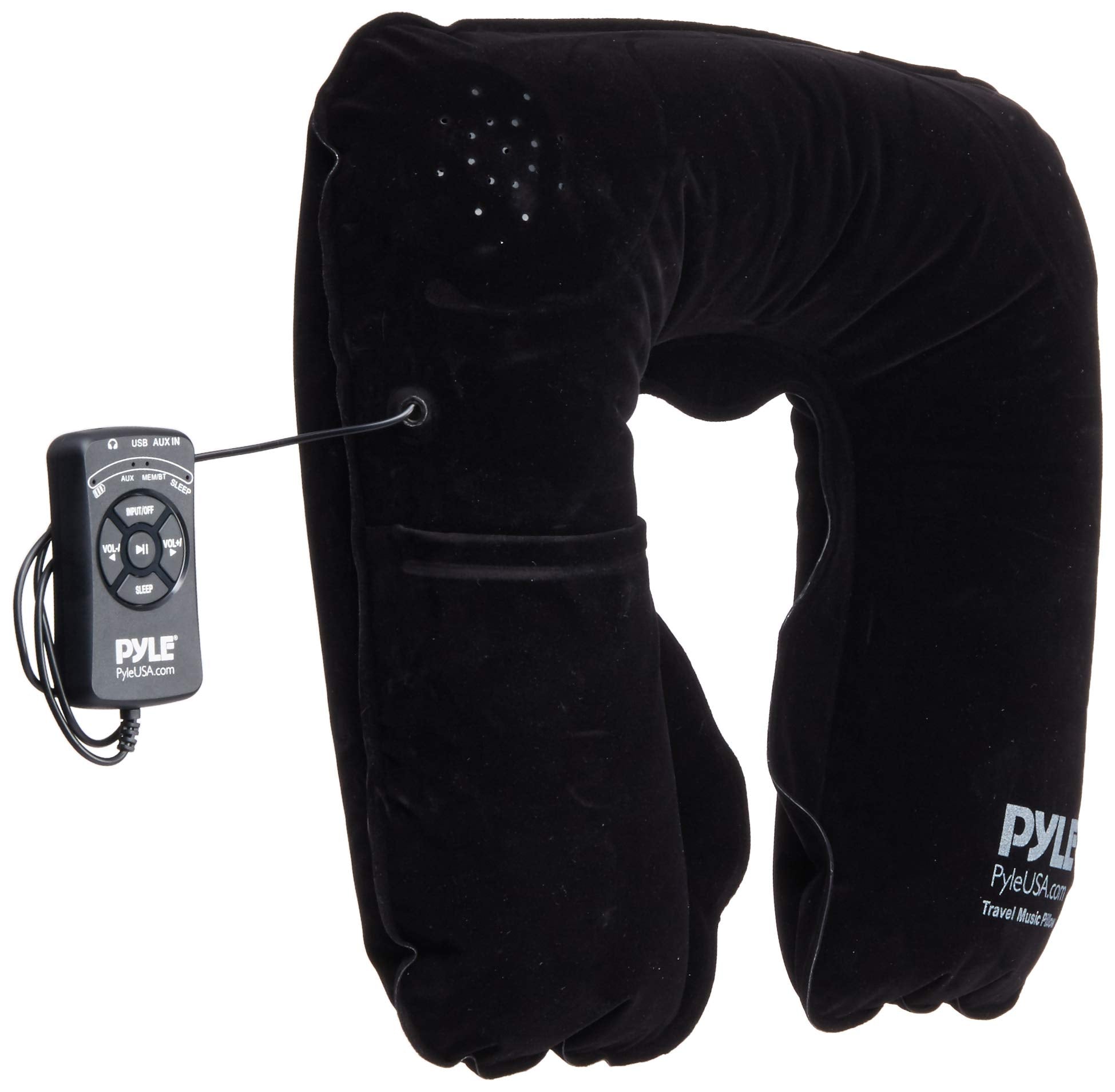 Pyle Portable And Comfortable Travel Music Pillow   Neck Support W/ Rechargeable Battery Dual Speaker Bluetooth Connectivity And