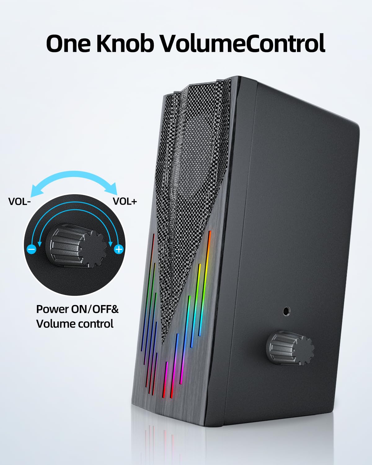 Uakinat Computer Speakers,Computer Speakers For Desktop Pc,Computer Speakers For Laptop, With 6 Colorful Rgb Lights,3.5Mm Aux Co