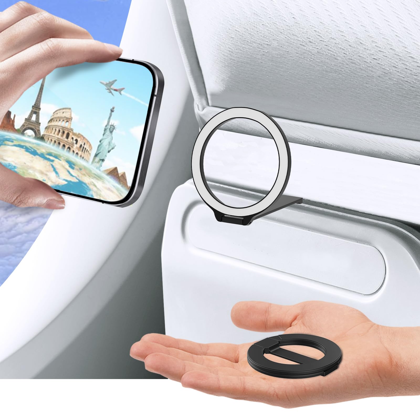 Mini 2-Pack Airplane Magnetic Phone Holder Magsafe Compatible Magnetic Travel Phone Mount Must-Have Flight Accessories Travel Es
