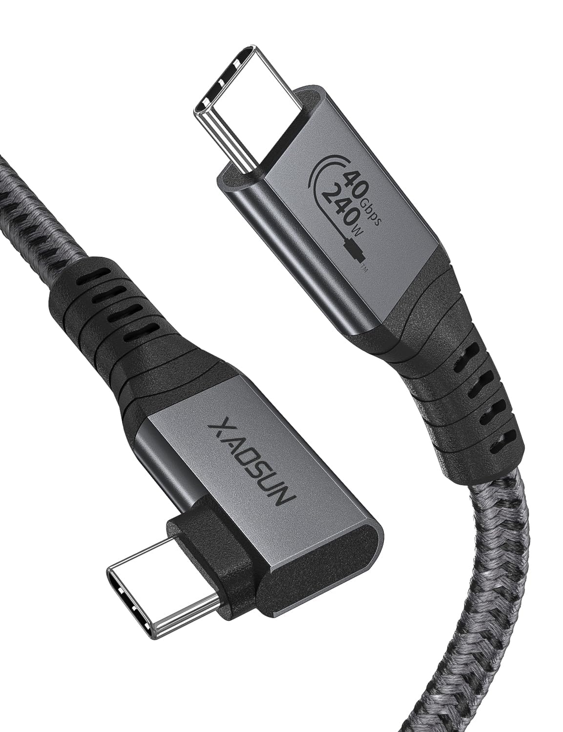 Xaosun 240W Usb 4 Cable For Thunderbolt 4, 4.6Ft Right Angle Thunderbolt 4 Cable 90 Degree, 240W Usb C To Usb C Cable With 40Gbp