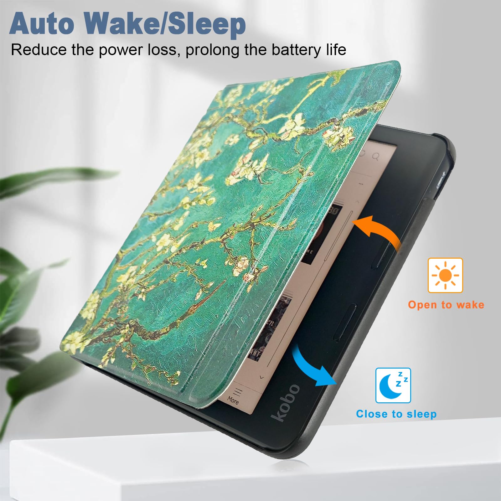 Caweet Case For Kobo Libra Colour (Model:N428, 2024 Release), Ultra Lightweight Pu Leather Shell Cover With Auto Wake/Sleep, Alm