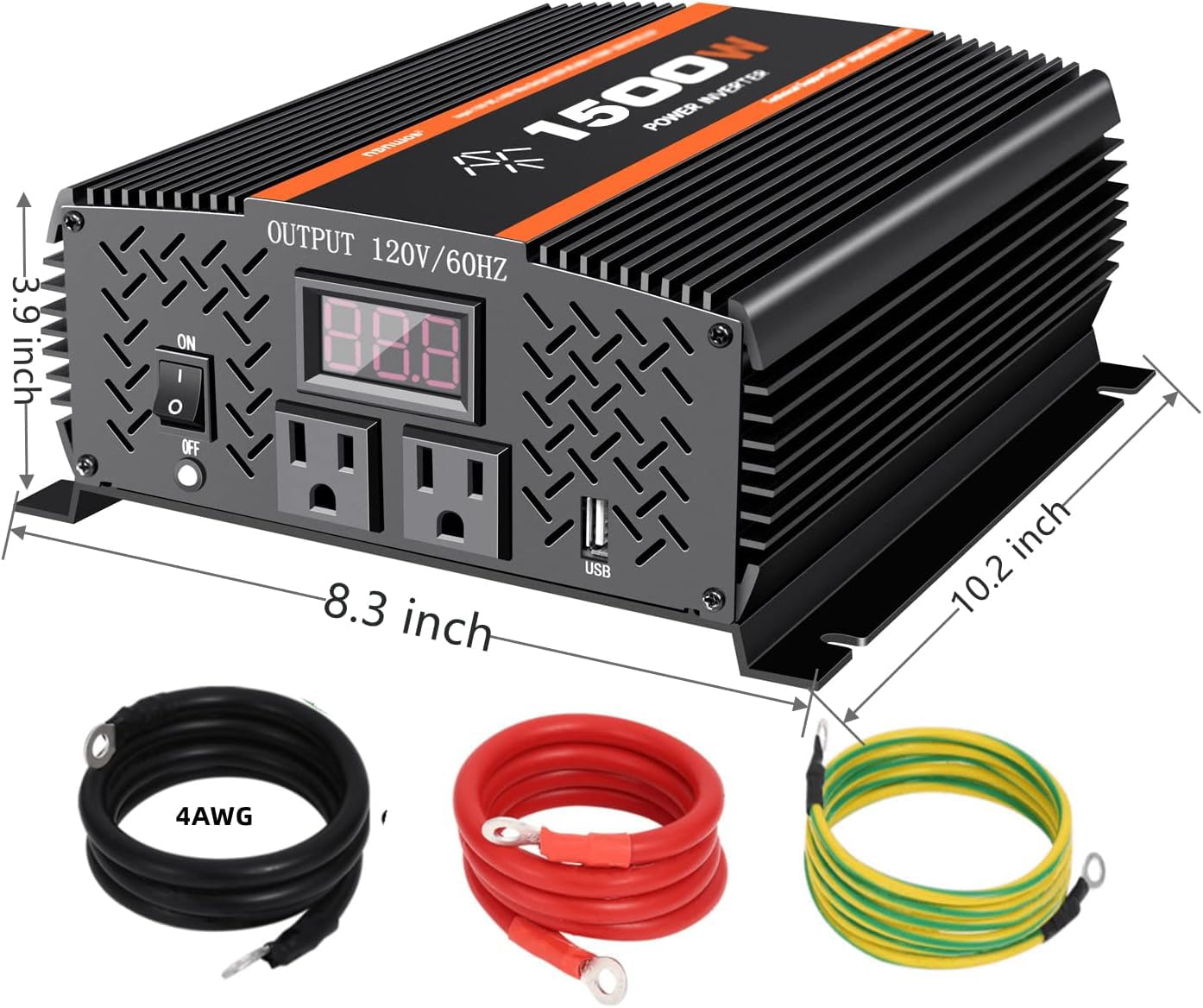 Tvnikd 1500 Watt Car Power Inverter 12V To 110V/120V For Rv Car Truck Semi Truck Vehicles Camping With Lcd Display 1500W