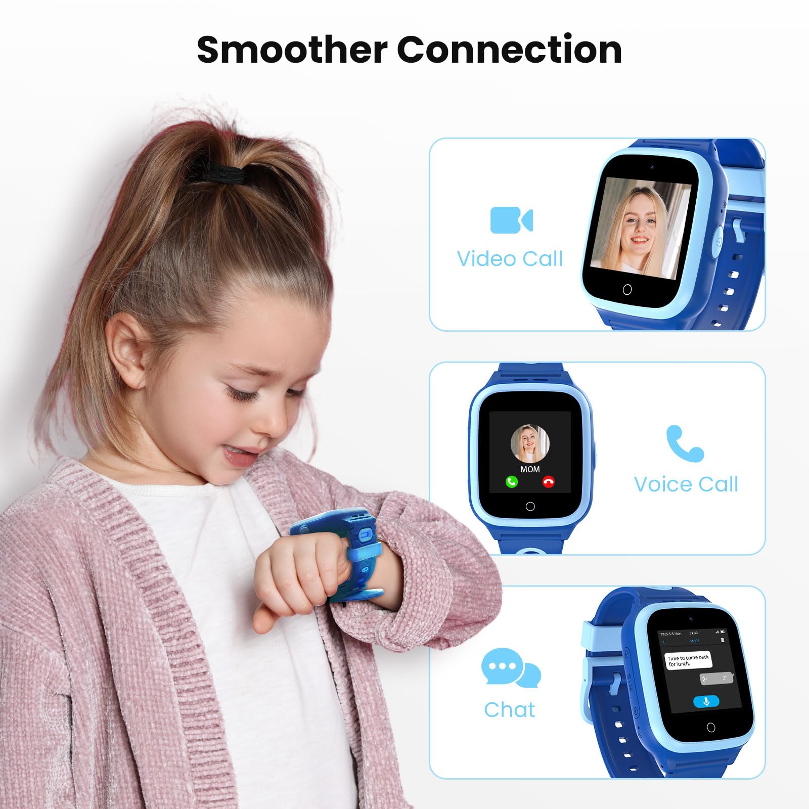 Eiotmart 4G Smart Watch For Kids, Kids Watch With Sim Card, Includes 30-Day Free Unlimited Plan | Call, Chat, Gps, Enhanced Pare