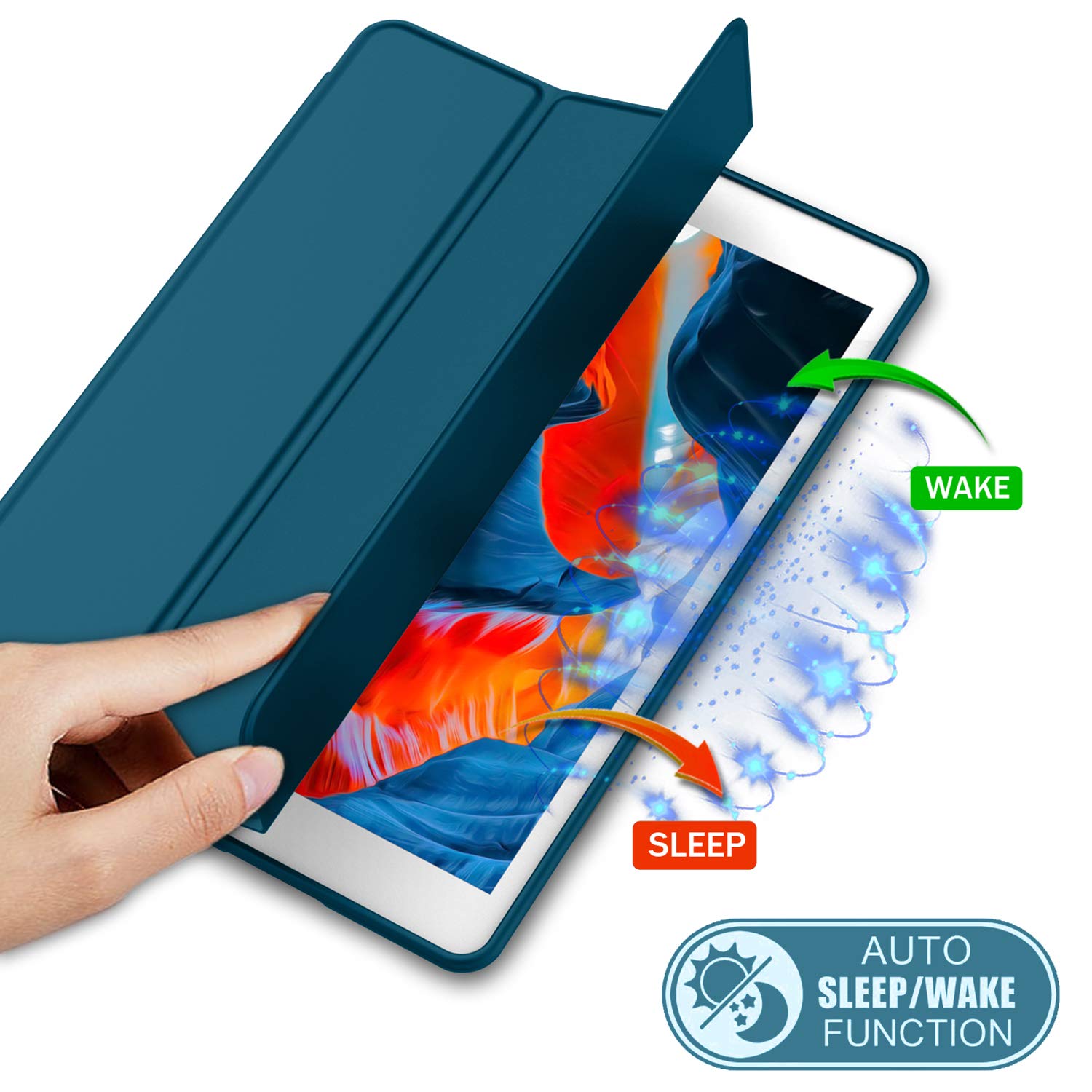 Imieet Ipad 9Th Generation Case 2021/Ipad 8Th Generation Case 2020 10.2 Inch With Pencil Holder, Ipad 7Th Gen 2019 Case With Soft Baby Skin Silicone Back, Auto Wake/Sleep Cover (Teal)