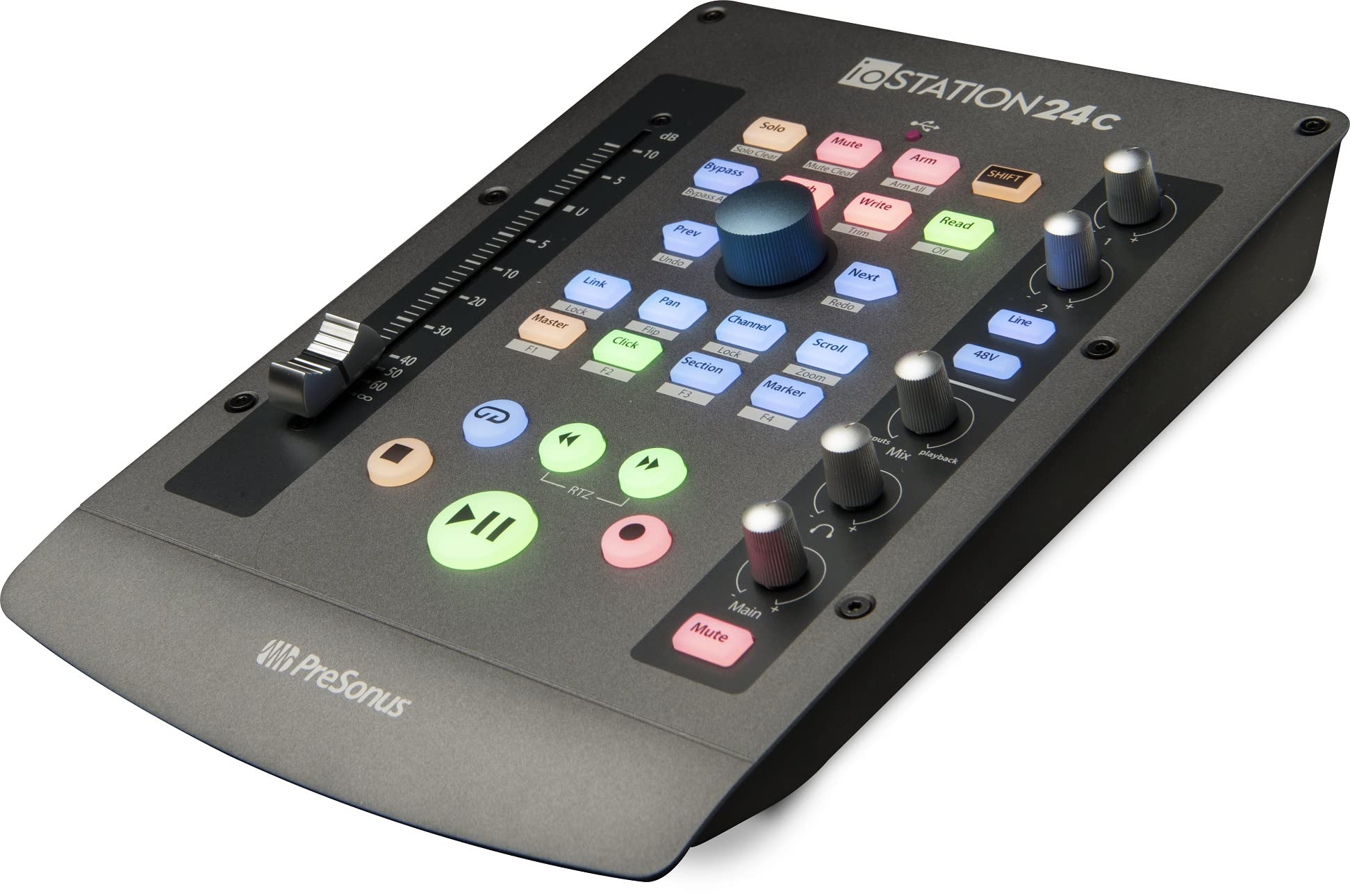 Presonus Iostation 24C 2X2, 192 Khz, Usb Audio Interface And Production Controller With Studio One Artist And Ableton Live Lite Daw Recording Software