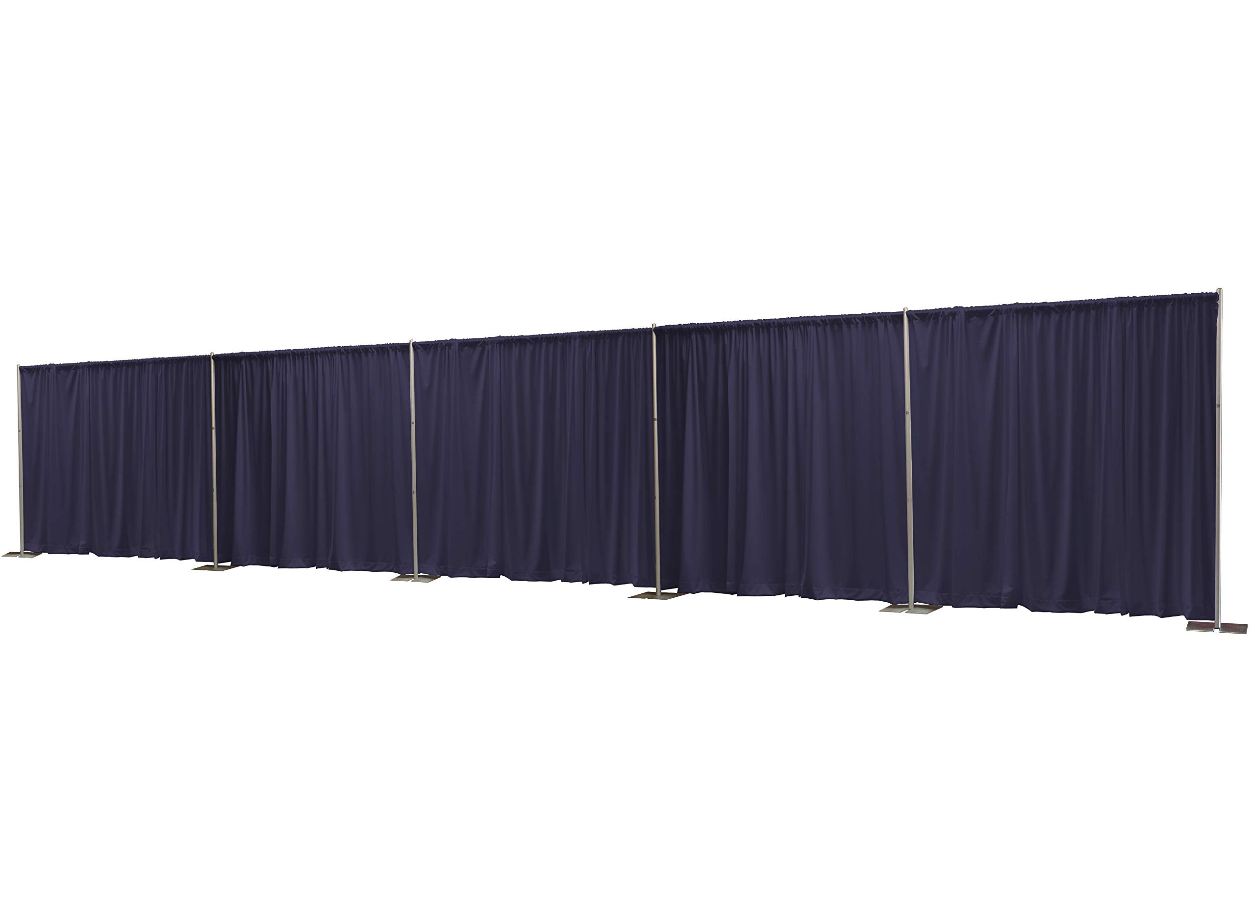 Online 8 Foot Tall Fixed Height Collapsible Pipe and Drape Backdrop Kit 8x50 (Navy Blue Drapes)