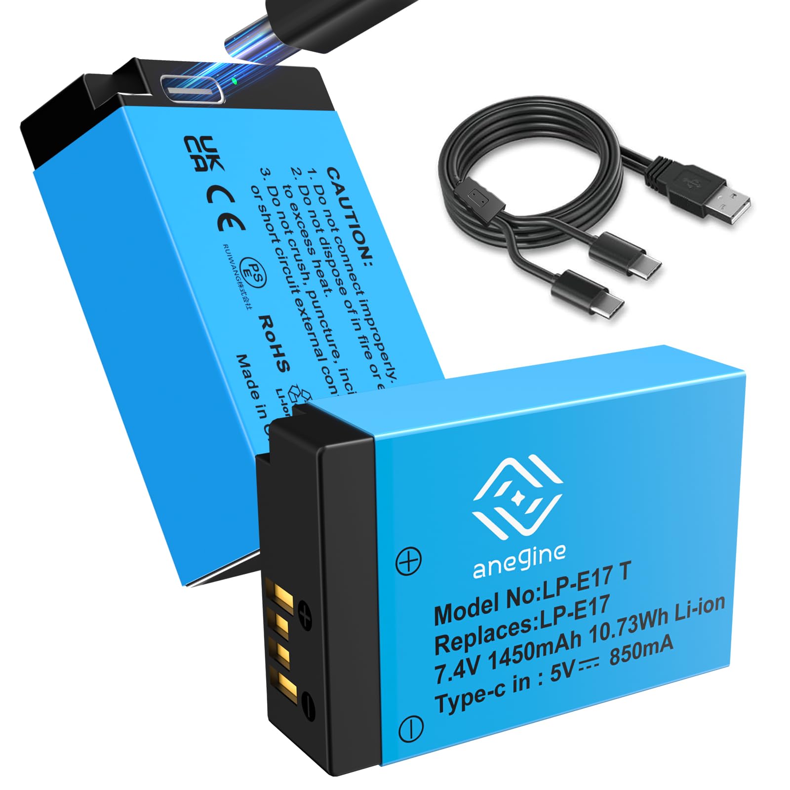 Anegine Lp E17 Battery 1450Mah And 2 In 1 Usb C Charging Cable For Canon Eos R10/R50/Rp/R8, Rebel Sl3/Sl2/T8I/T7I/T6I/T6S, Eos M