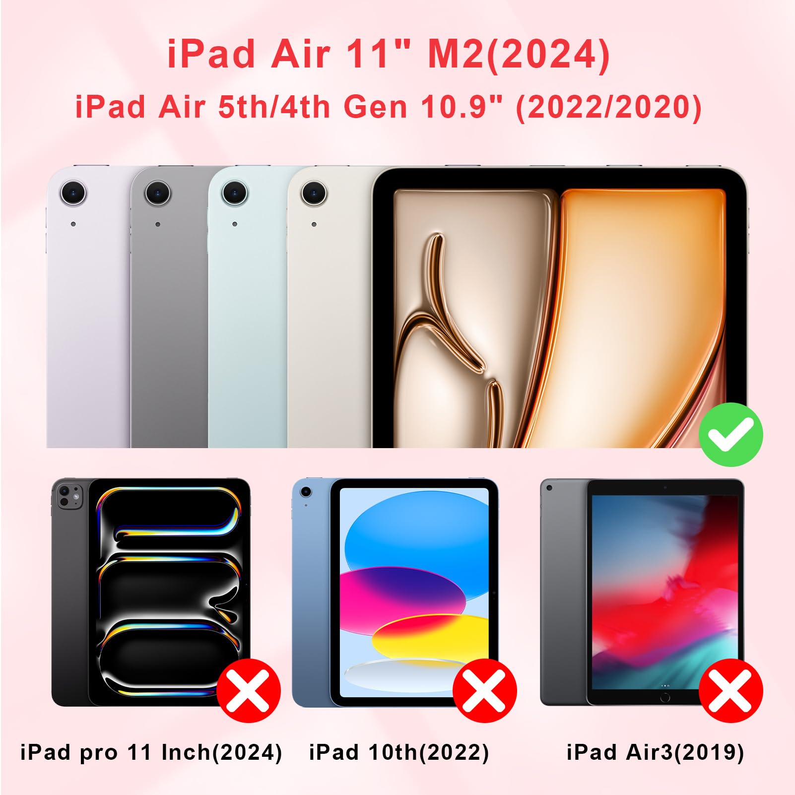 Sevrok Glitter Case For Ipad Air 11 Inch M2 (2024) & Ipad Air 5Th/4Th Gen 10.9 Inch (2022/2020), Pencil Holder, Trifold Stand &