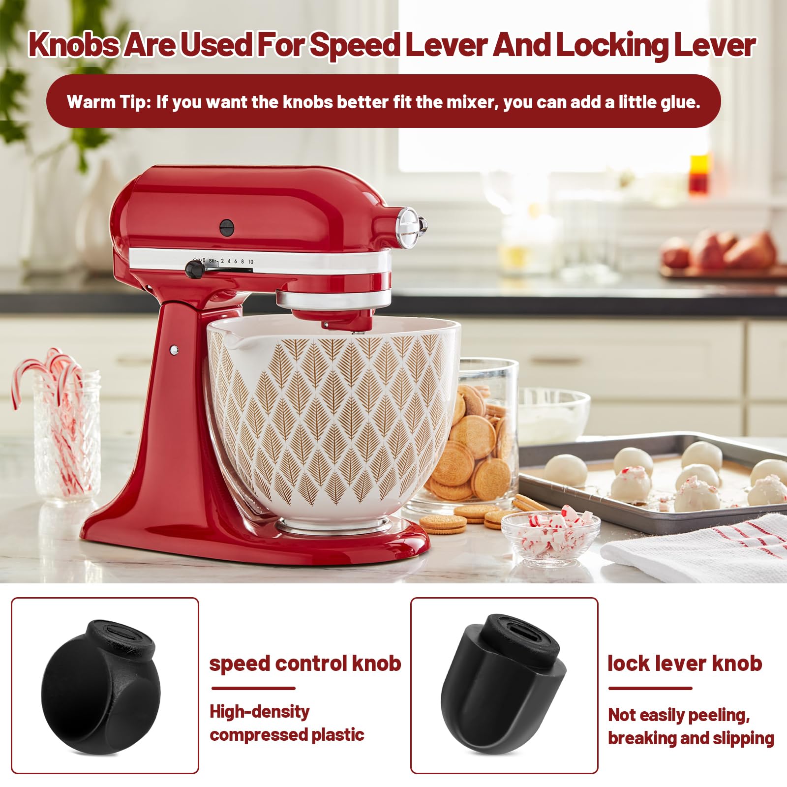 Alocs Speed Control Knob And Lock Lever Knob For Kitchenaid Stand Mixer 5Qt 6Qt K45, Bowl Lift Stand Mixer Kd2661 Kl26M Kp26M1 &