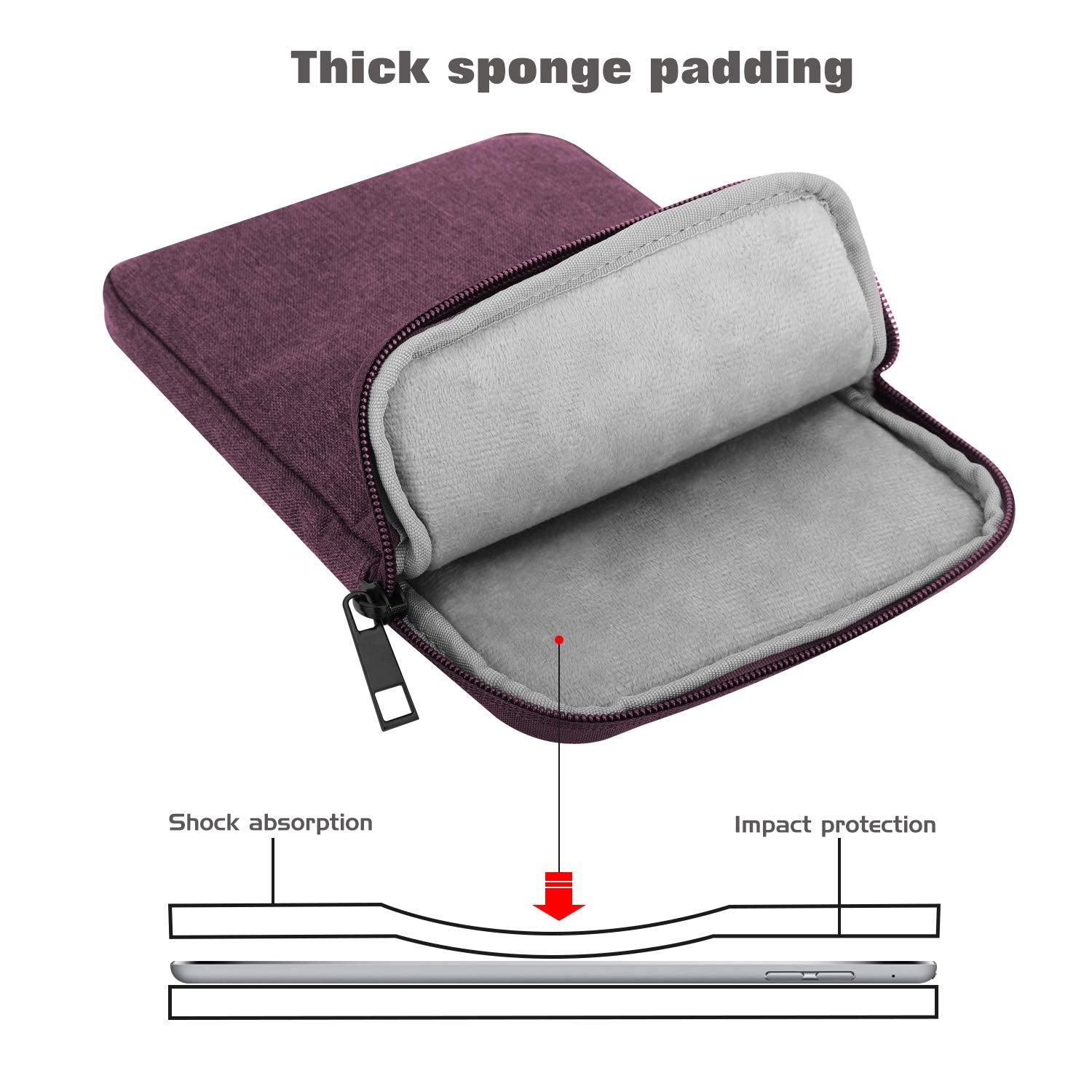 MoKo 7 8 Inch Tablet Sleeve Bag, Polyester Pouch Cover Case Fits iPad Mini (A17 Pro) 8.3' 2024, iPad Mini 6/5/4/3/2/1, Samsung Galaxy Tab S2 8.0, Tab A 8.0, ZenPad Z8s 7.9,Purple
