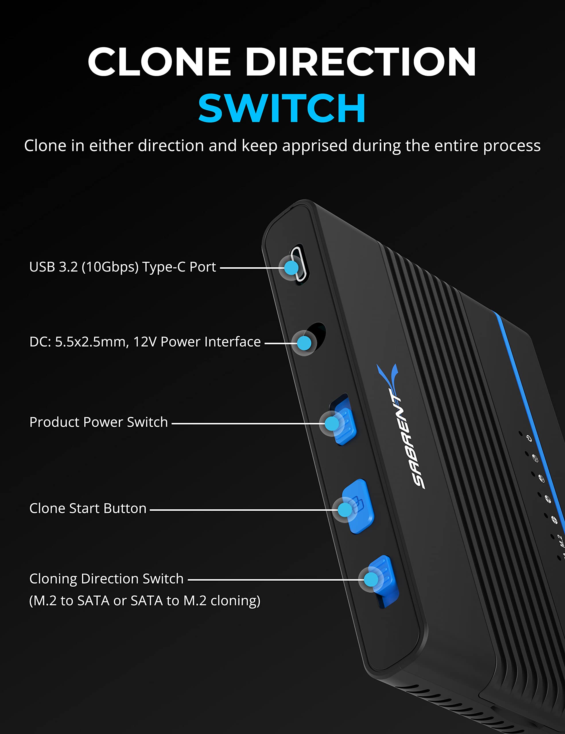 Sabrent Usb 3.2 Type C M.2 Pcie Nvme + 2.5/3.5 Inch Ssd & Hdd Converter [Ds Ucmh]