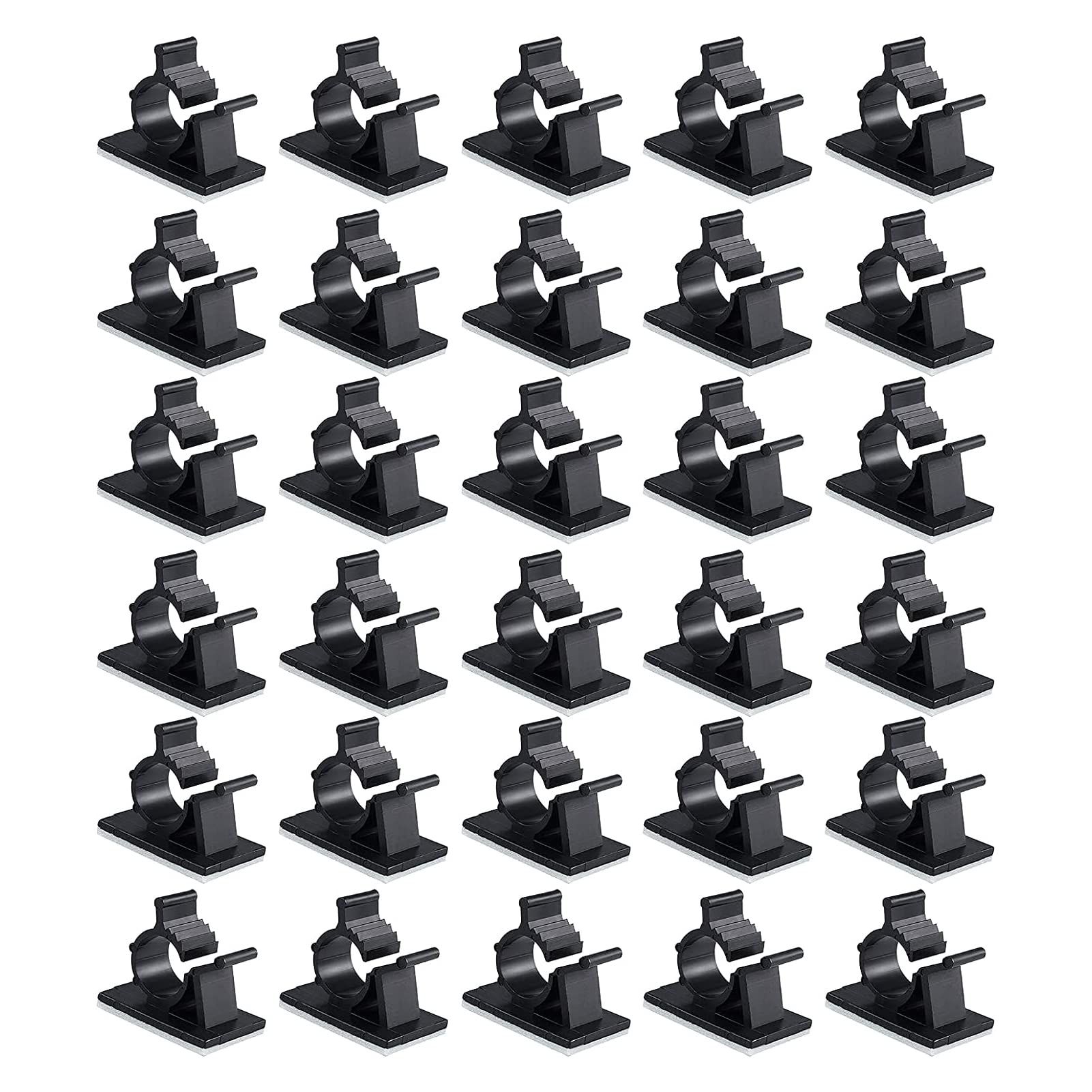 Viaky 30 Pcs Black Clips Self Adhesive Backed Nylon Wire Adjustable Cable Clips Adhesive Cable Management Drop Wire Holder