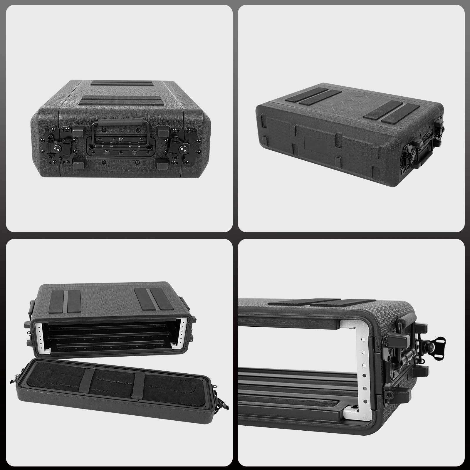 2U Rack Case 17'' Depth Molded Amplifier Case Pro Audio Pa Dj Flight Road Travel Mount Case Waterproof Protective Hard Case With