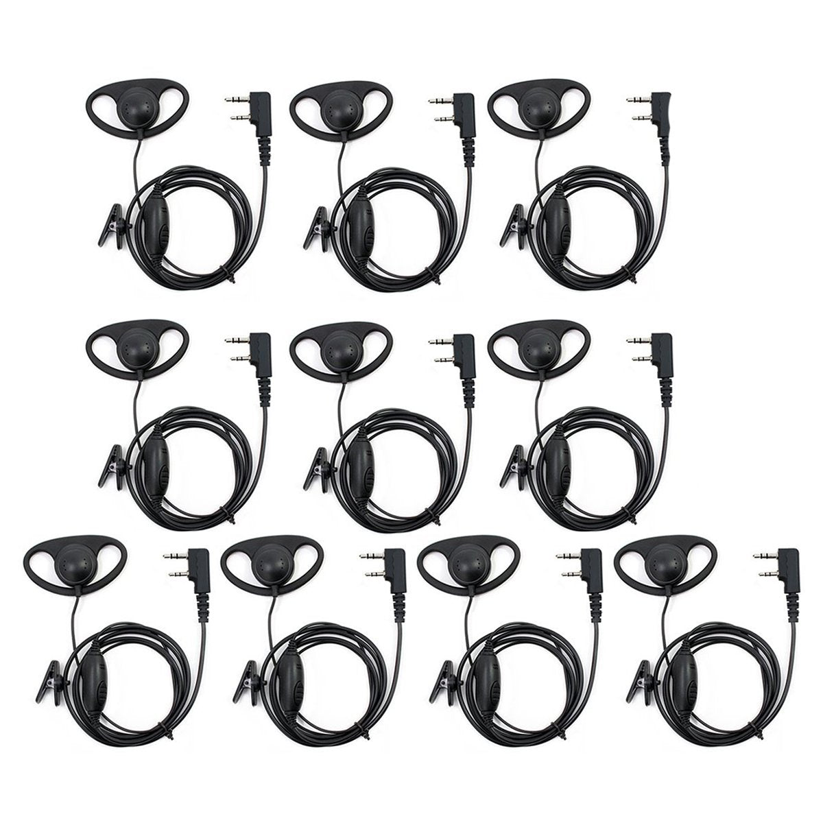 Abcgoodefg 2 Pin D Shape Security Clip Ear Earphone Headset Compatible With Retevis Kenwood Puxing Uv5R Uv82 888S H777 Radio With Ptt Mic (10 Pack)