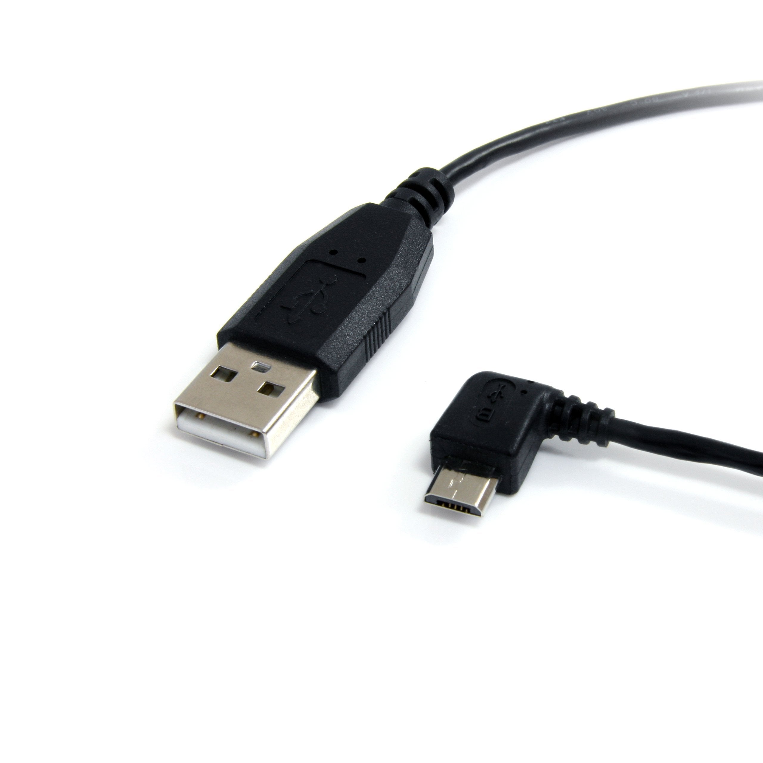 Startech.Com 3 Ft / 91Cm Micro Usb Cable   A To Left Angle Micro B   Usb Type A   90 Degree Micro Usb Type B (M)   Black (Uusbha