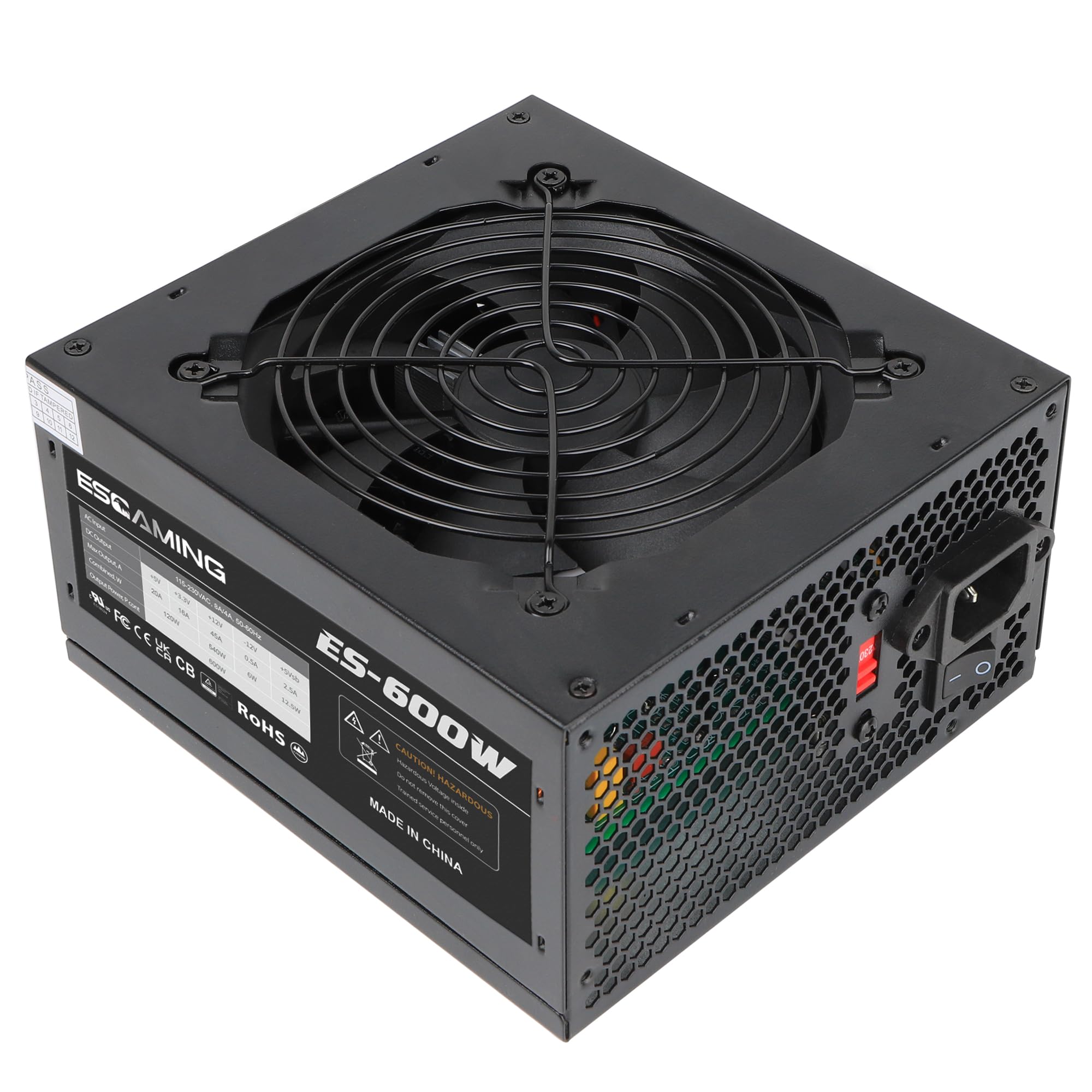 Esgaming 600W Atx Power Supply With Auto Thermally Controlled 120Mm Fan Atx Gaming Power Supply Psu