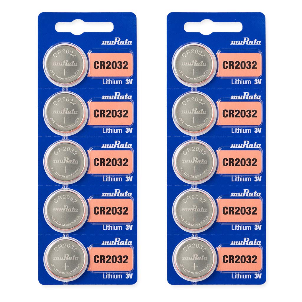 Murata Cr2032 Battery Dl2032 Ecr2032 3V Lithium Coin Cell (10 Batteries)