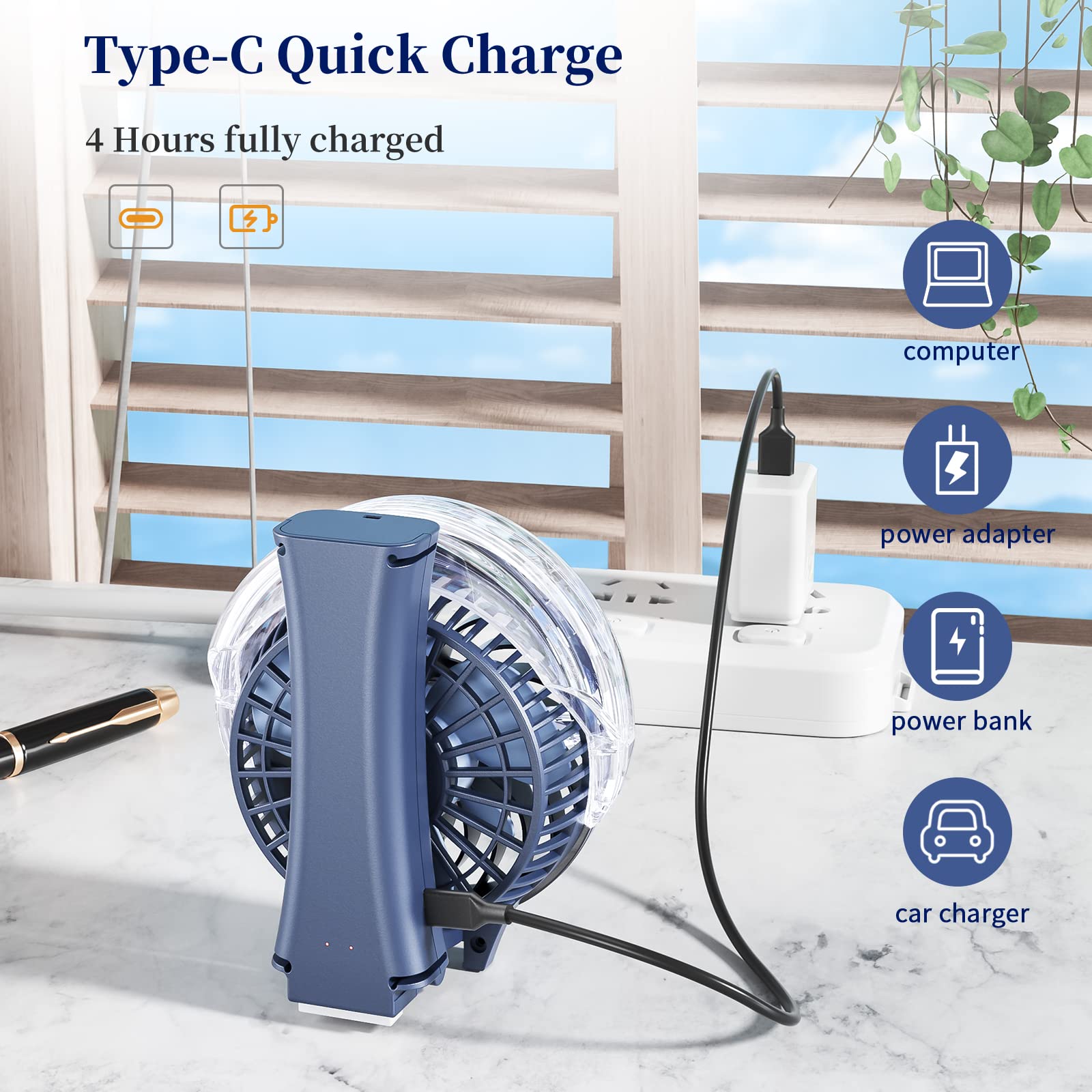 Handfan 2023 Upgraded Portable Misting Fan, 34Ml Handheld Personal Mister Fan Rechargeable, Battery Operated Spray Water Mist Fa