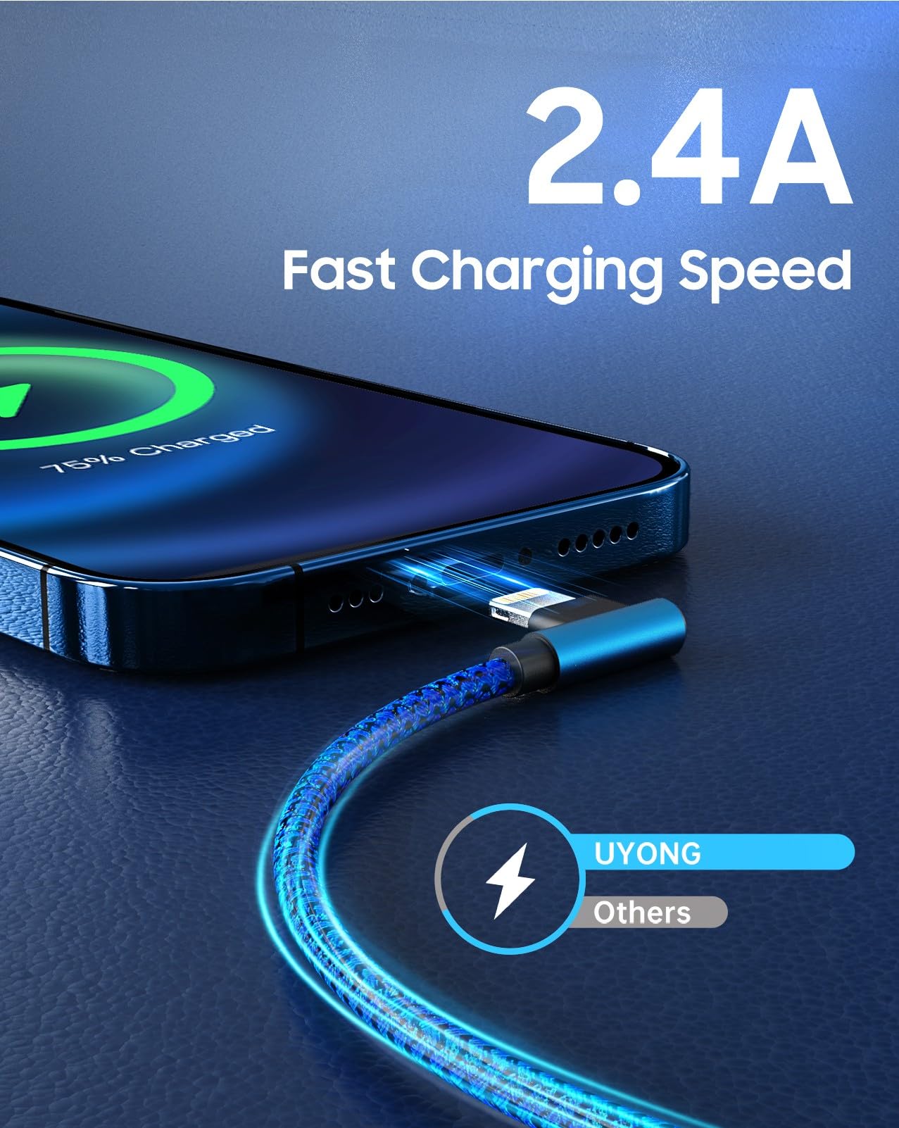 90 Degree Iphone Charger 6 Ft 2 Pack Apple Mfi Certified Lightning Cable Long Nylon Right Angle Fast Iphone Charging Cord Compat