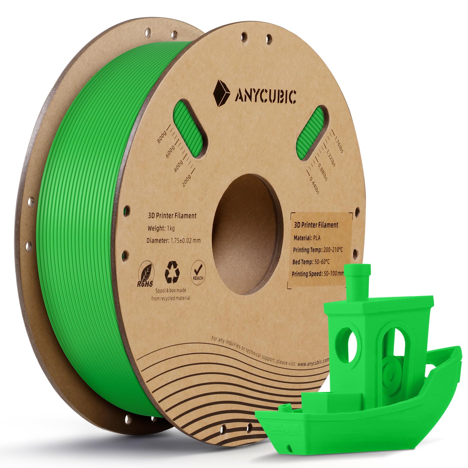 Anycubic Pla 3D Printer Filament, Rfid 3D Printing Pla Filament 1.75Mm Dimensional Accuracy +/  0.02Mm, 1Kg Spool (2.2 Lbs), Cla