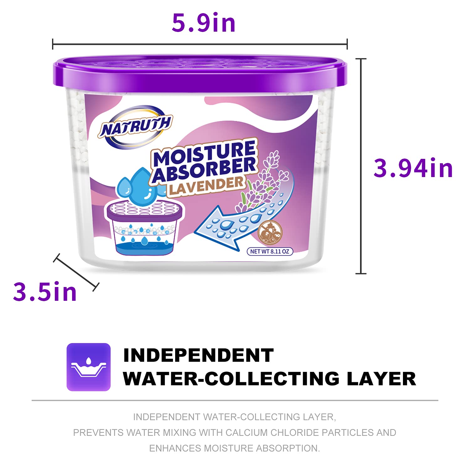 Natruth Moisture Absorbers With Lavender Scent,9 Pack Portable Closet Dehumidifier, Odor Eliminator Absorber Bucket, Unscented H