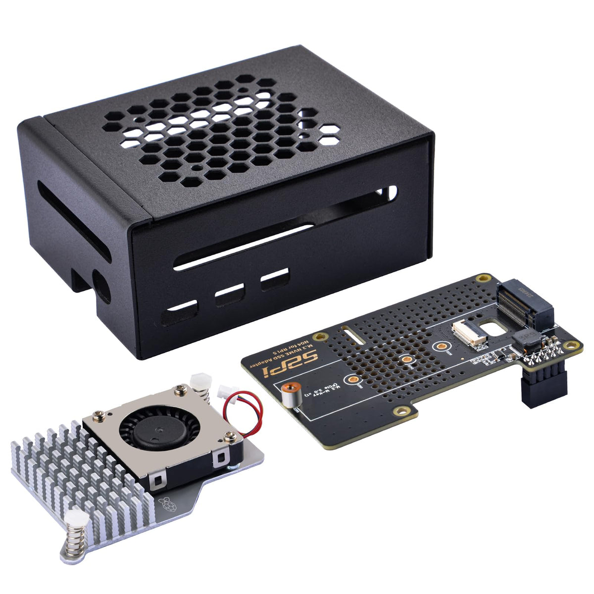 Geeekpi Metal Case With N04 Pcie M.2 Key-M Nvme Ssd Pcie Peripheral Board For Raspberry Pi 5, With Raspberry Pi 5 Official Activ