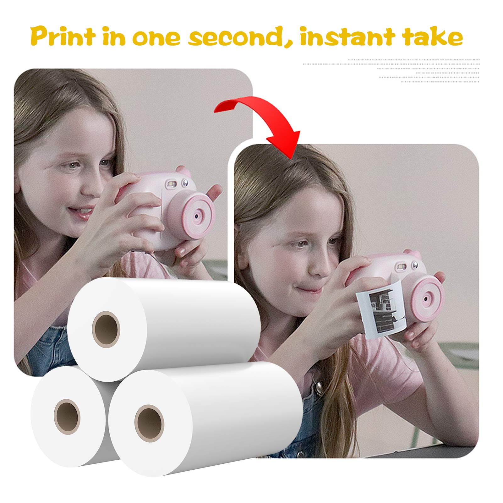 9 Rolls Kids Instant Camera Refill Print Paper  Photo Printer Thermal Paper Rolls, Compatible With Vtech Kidizoom Printcam, Inst